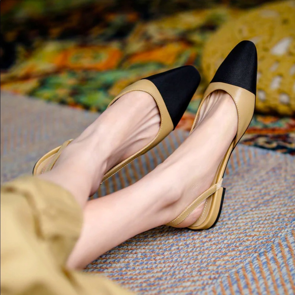 FY Zoe Peace Cap Toe Slingback Flats